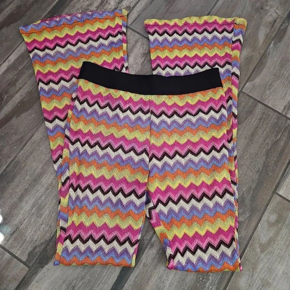 NWT Pretty Damage Chevron Flared Stitch Knit Cover Up Pants